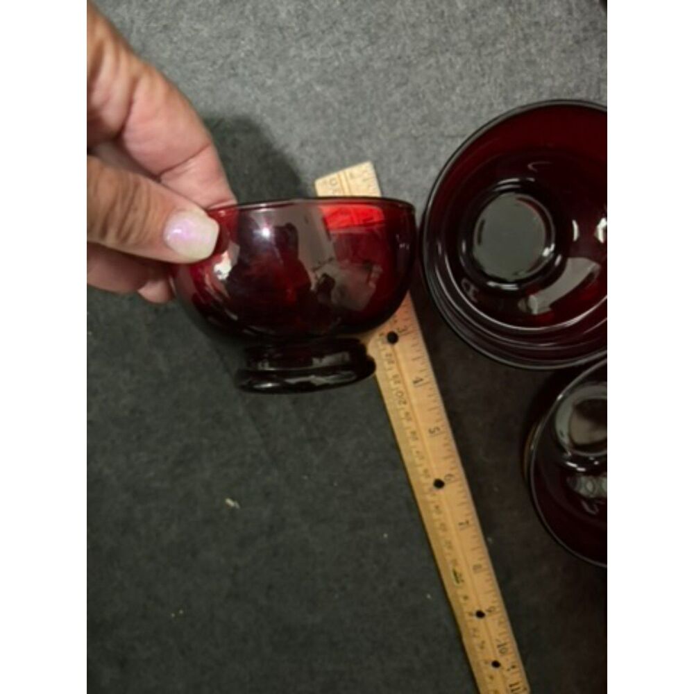 13 small Royal ruby depression glass bowls
